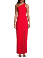 Crepe One-Shoulder Gown