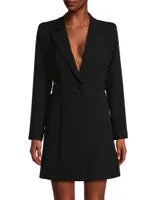 Crepe Single-Button Blazer Dress