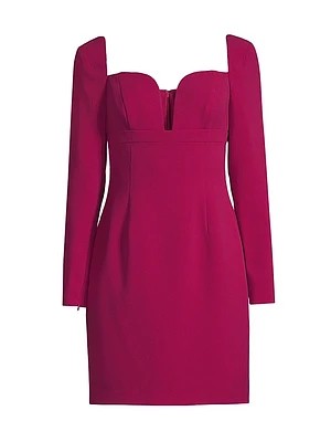 Long-Sleeve Crepe Cocktail Minidress