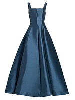 Mikado Square-Neck A-Line Gown