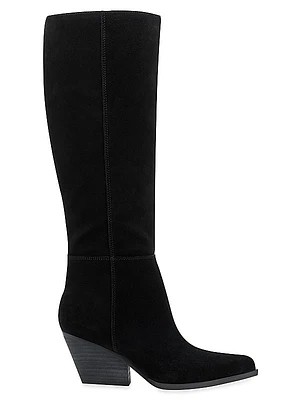 Challi 50MM Suede Low-Heel Tall Boots