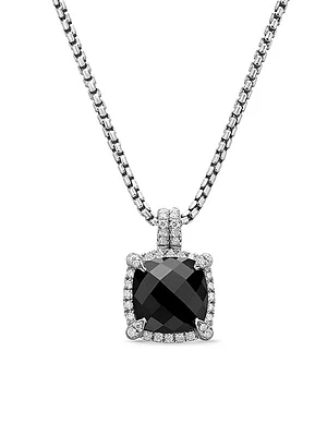 Chatelaine Pavé Bezel Pendant Necklace in Sterling Silver