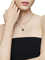 Chatelaine Pendant Necklace in Sterling Silver with Black Onyx and Diamonds, 11mm