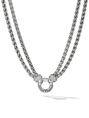 Double Wheat Chain Necklace with Pavé Diamonds
