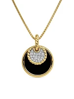 DY Elements Convertible Pendant Necklace in 18K Yellow Gold with Diamonds and Black Onyx Reversible to Mother of Pearl, 21.5mm