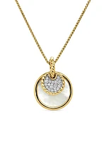 DY Elements Convertible Pendant Necklace in 18K Yellow Gold with Diamonds and Black Onyx Reversible to Mother of Pearl, 21.5mm