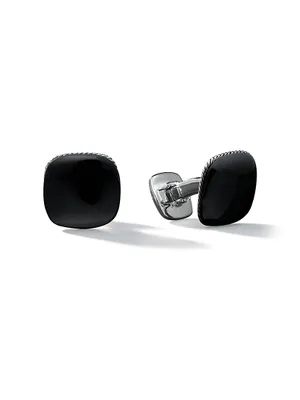 Streamline Cushion Cufflinks in Sterling Silver, 17mm