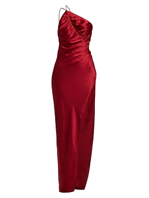 Leaf Silk Satin Gown
