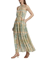 Behati Palm-Print Halter Maxi Dress