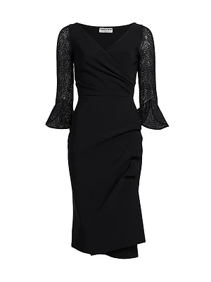 Triana Lace-Sleeve Midi-Dress
