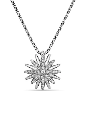 Starburst Pendant Necklace in Sterling Silver with Diamonds