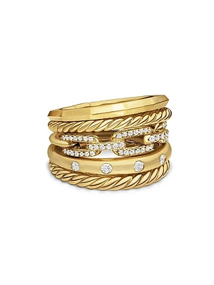 Stax Wide Ring with Diamonds 18K Yellow Gold/15mm