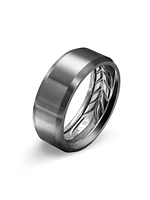 Streamline Beveled Band Ring Titanium, 8.5MM