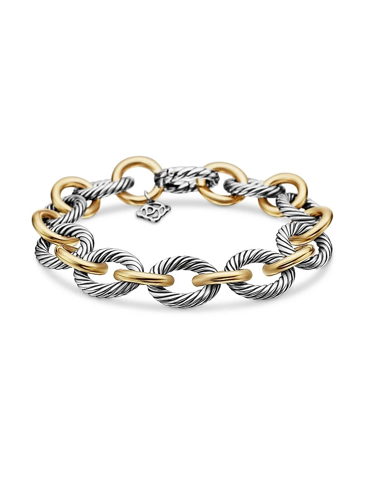 Oval Link Chain Bracelet With 18K Yellow Gold