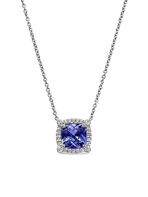Petite Chatelaine Pavé Bezel Pendant Necklace in 18K White Gold