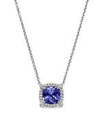 Petite Chatelaine Pavé Bezel Pendant Necklace in 18K White Gold