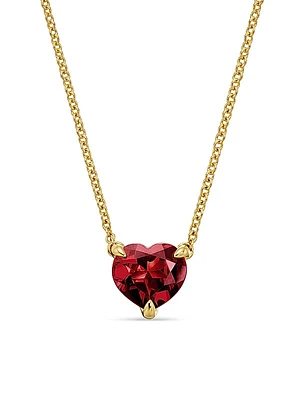 Chatelaine Heart Pendant Necklace in 18K Yellow Gold with Garnet, 8mm
