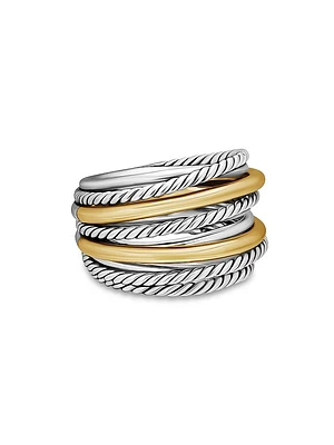 Crossover Wide Ring with 18K Yellow Gold
