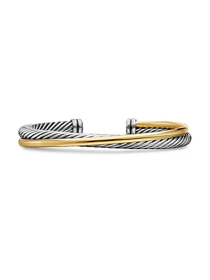 Crossover Two Row Cuff Bracelet Sterling Silver