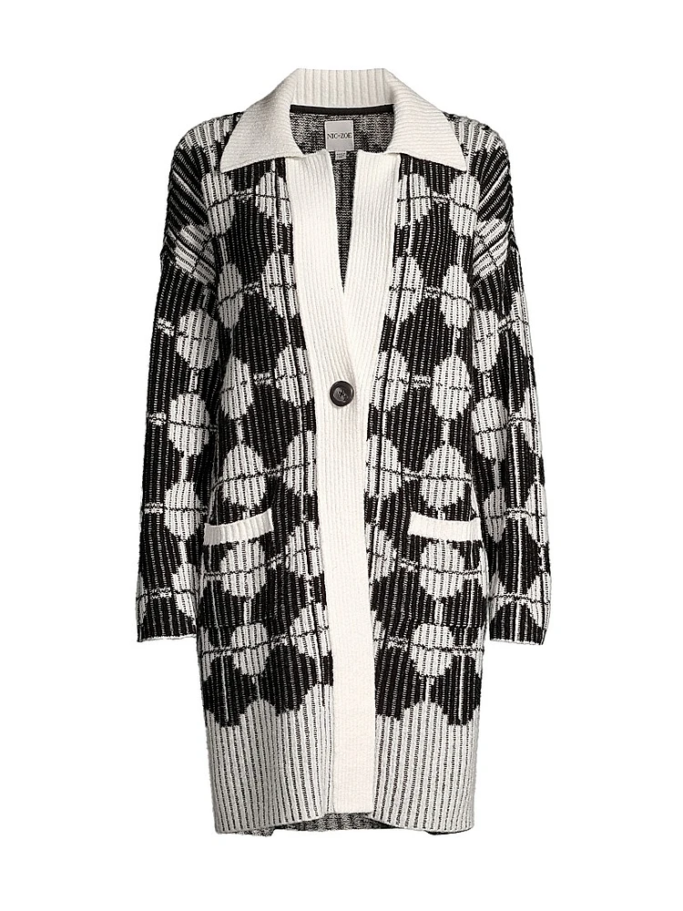 Soft Dot Rib-Knit Cardigan