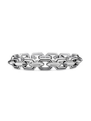 Faceted Flat Link Bracelet in Sterling Silver, 11mm