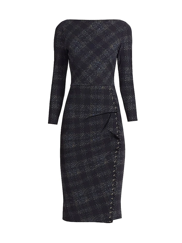 Adlia Plaid Body-Con Midi-Dress