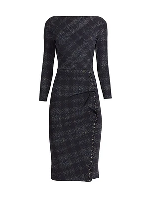 Adlia Plaid Body-Con Midi-Dress