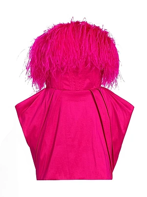 Paula Feather-Trimmed Minidress