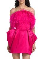 Paula Feather-Trimmed Minidress