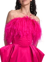 Paula Feather-Trimmed Minidress