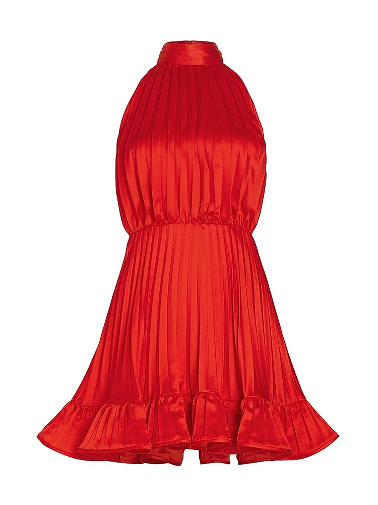 Amiri Pleated Halter Minidress