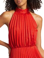 Amiri Pleated Halter Minidress
