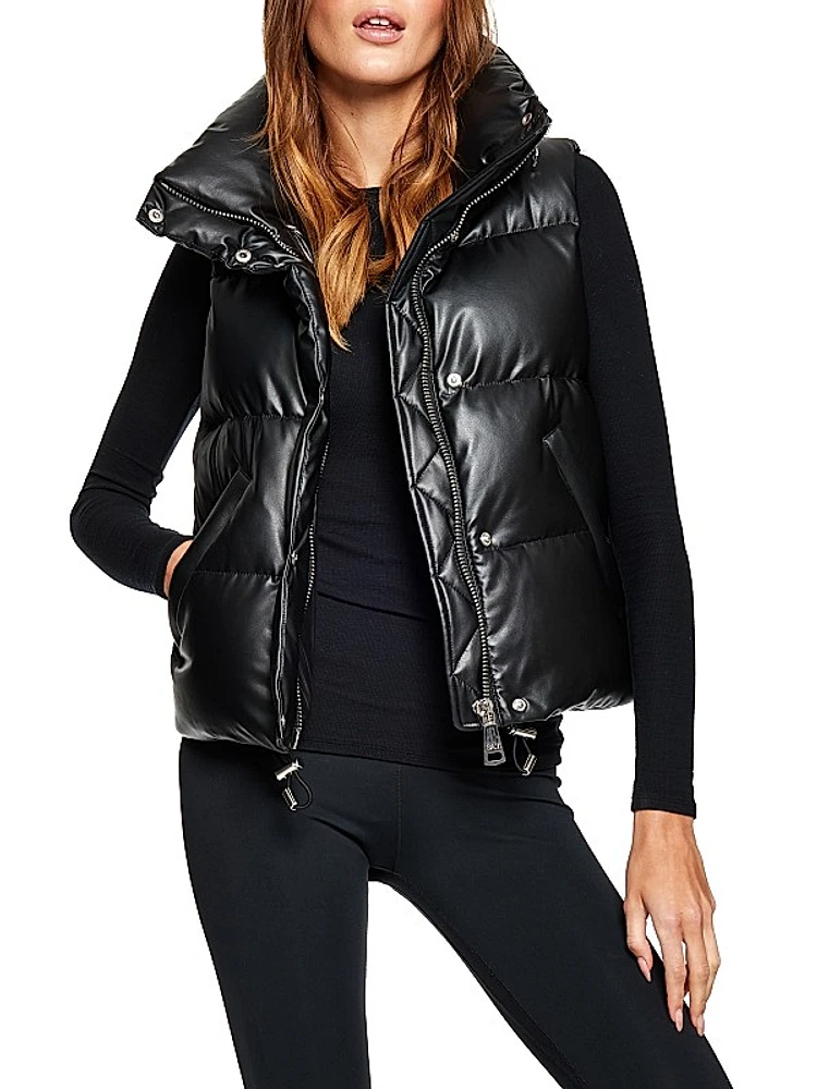 Arley Vegan Leather Down Puffer Vest