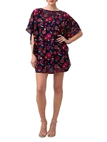 Anissa Floral-Embroidered Mini Caftan