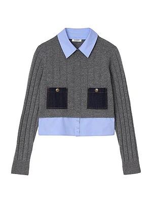 Cropped Wool and Cashmere Sweater