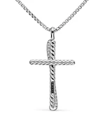 Crossover Cross Necklace with Diamonds