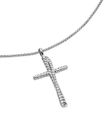 Crossover Cross Necklace with Diamonds