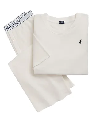 Waffle-Knit Two-Piece Pajama Set