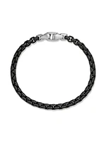 Sterling Silver and Stainless Steel Box Chain Bracelet