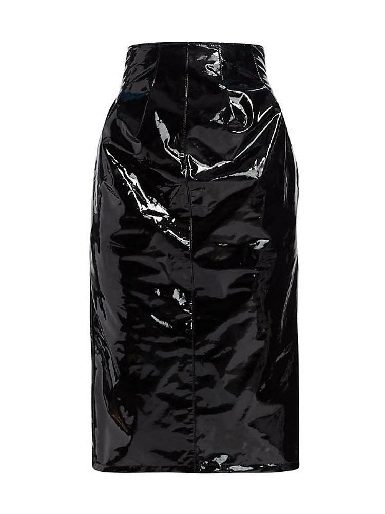 High-Waist Patent Pencil Skirt
