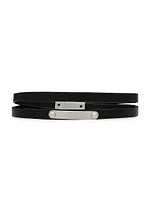 Double-Wrap ID Bracelet Leather and Metal