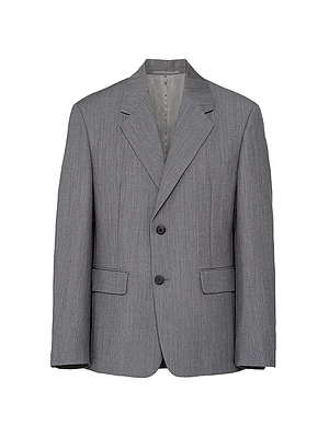 Single-Breasted Mohair Wool Jacket