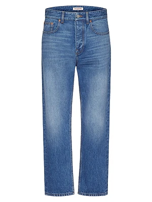 Denim Pants With Embossed Vlogo Signature