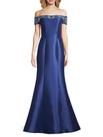 Beaded Off-The-Shoulder Gown