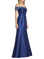 Beaded Off-The-Shoulder Gown