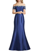 Beaded Off-The-Shoulder Gown