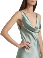 Mirai Silk Cowlneck Minidress