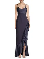 Billie Asymmetric Ruffle Gown