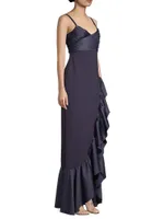 Billie Asymmetric Ruffle Gown