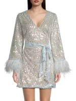 Bridges Sequin & Feather Minidress